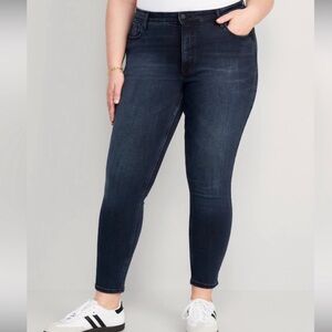 Old Navy Sz 16 Dark Blue Jeans Slouchy Straight High Rise Secret a slim Pockets